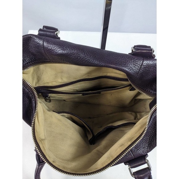 Cole Haan Gramercy Archer Purple Leather Shoulder Bag Handles Crossbody Strap - Picture 4 of 14